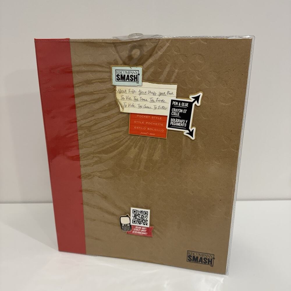 K&Company XXL 13.5 x 11 Red Smash Book Pocket Style Scrapbook Journal Folio New
